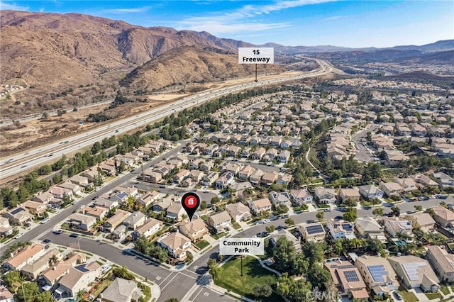 bird's eye view featuring a mountain view