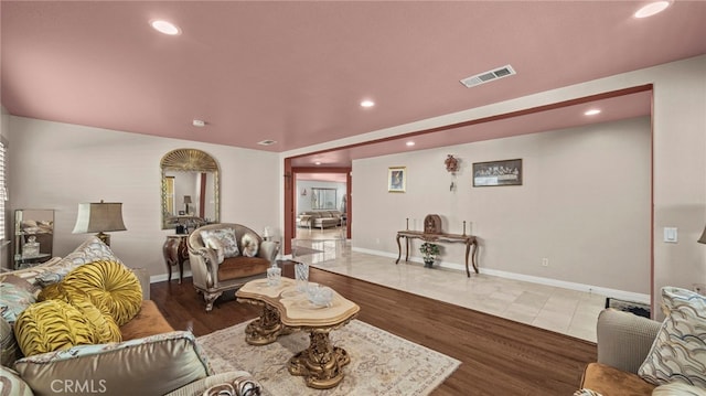 living room featuring wood-type flooring