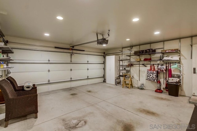 garage with a garage door opener