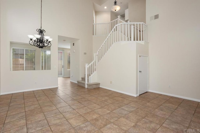 interior space with a notable chandelier