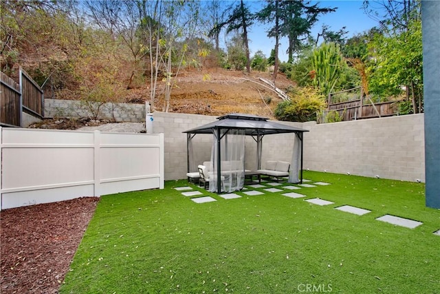 view of yard featuring a gazebo