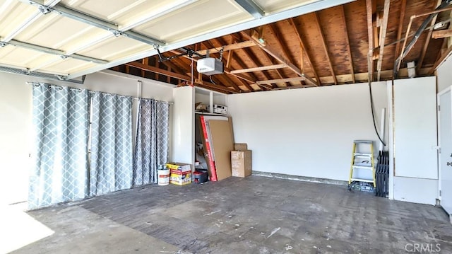 garage with a garage door opener