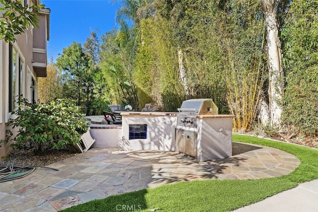 view of patio / terrace with an outdoor kitchen and a grill