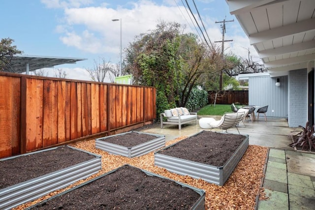 view of patio featuring an outdoor living space