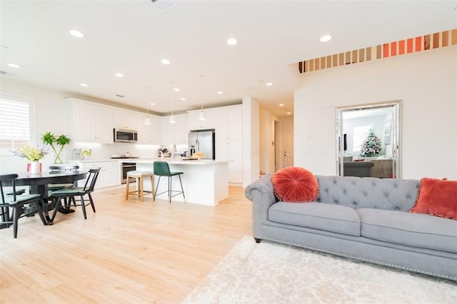 living room featuring light hardwood / wood-style flooring