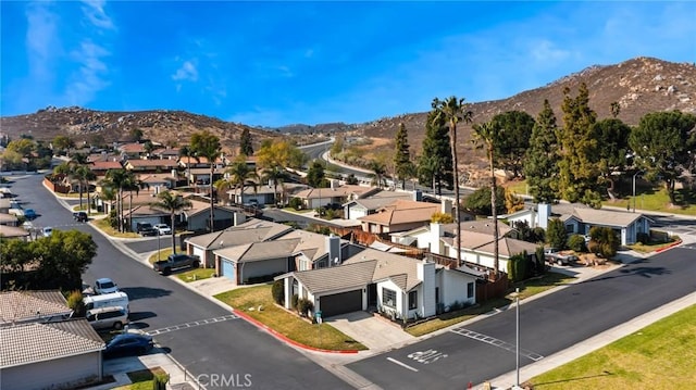 bird's eye view with a mountain view