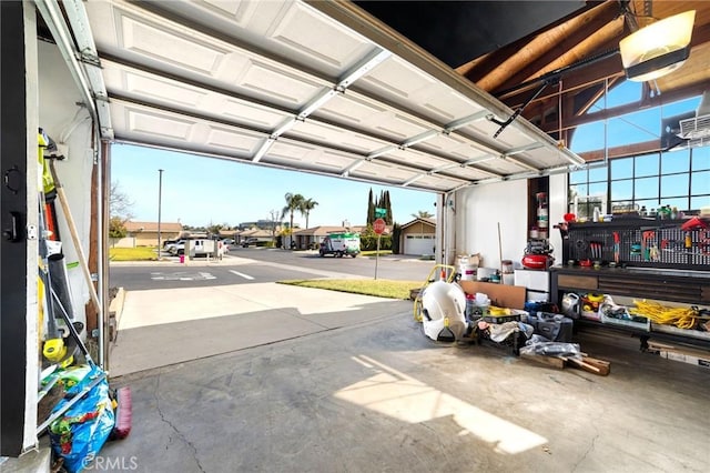 garage with a garage door opener