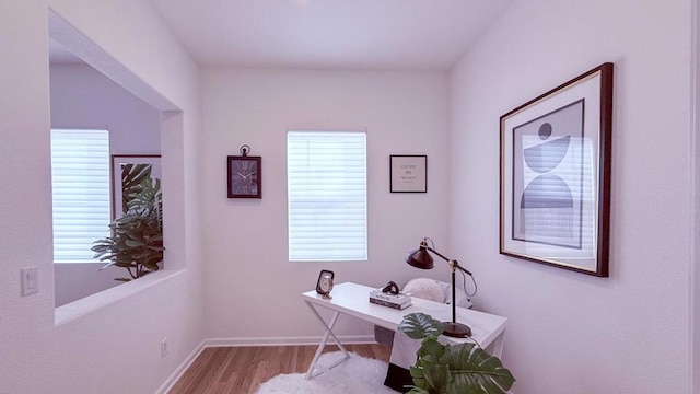 office space featuring light hardwood / wood-style floors