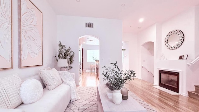 living room featuring light hardwood / wood-style floors