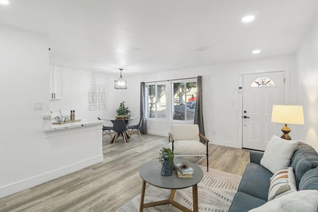 living room featuring light hardwood / wood-style floors