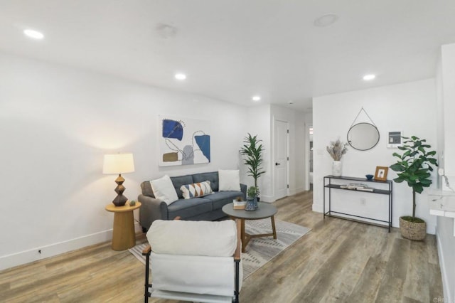 living room with hardwood / wood-style floors