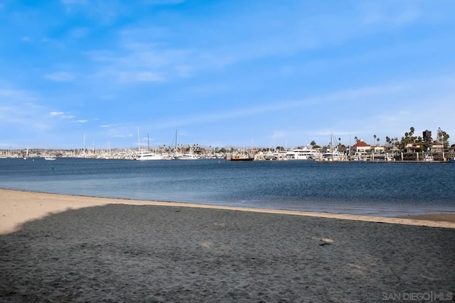 view of water feature with a view of the beach