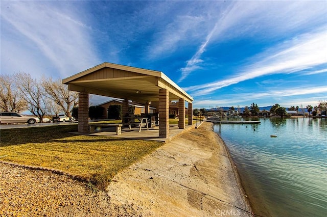 view of dock featuring a water view