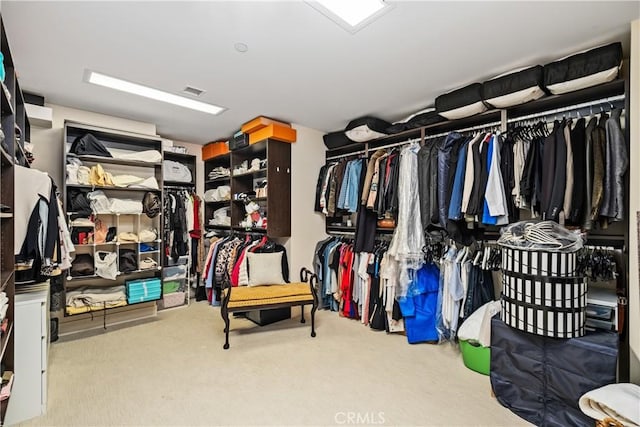 spacious closet with light colored carpet