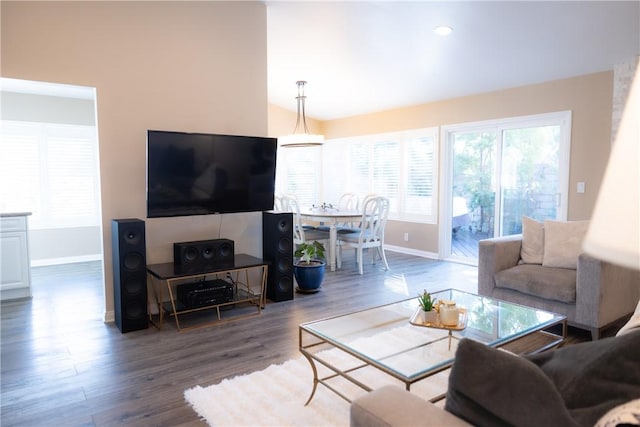 living room with wood-type flooring