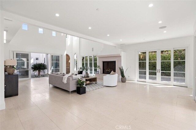 living room with french doors