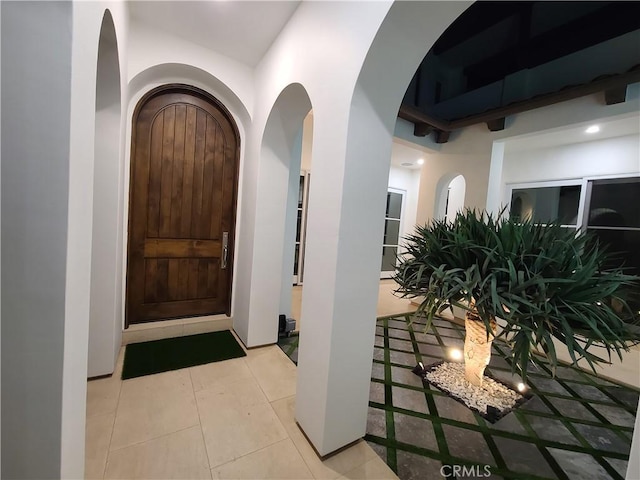 view of tiled foyer entrance