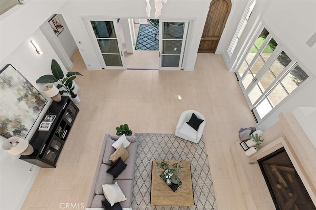 living room featuring light hardwood / wood-style floors