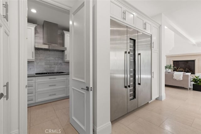 interior space featuring light tile patterned flooring