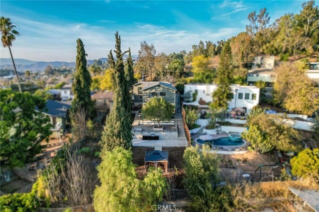 bird's eye view featuring a mountain view