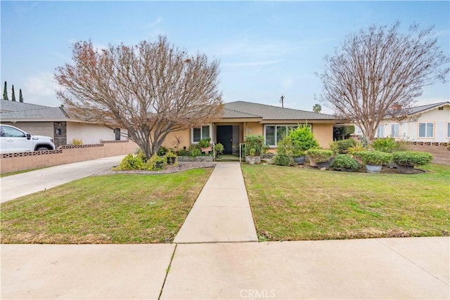 ranch-style house with a front yard