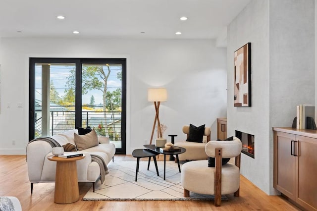 living area featuring light wood-type flooring