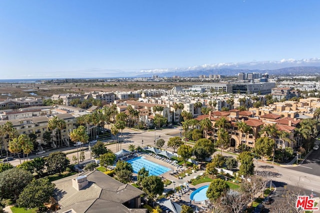 aerial view featuring a mountain view