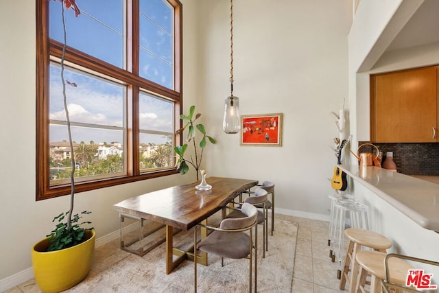 view of tiled dining area