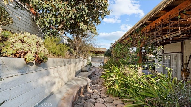 view of yard featuring fence