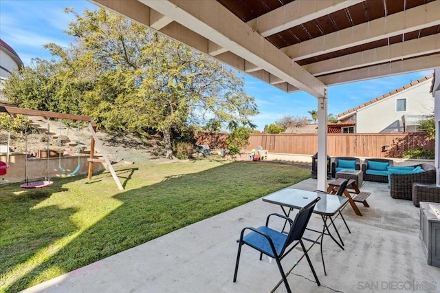 view of patio / terrace featuring an outdoor living space