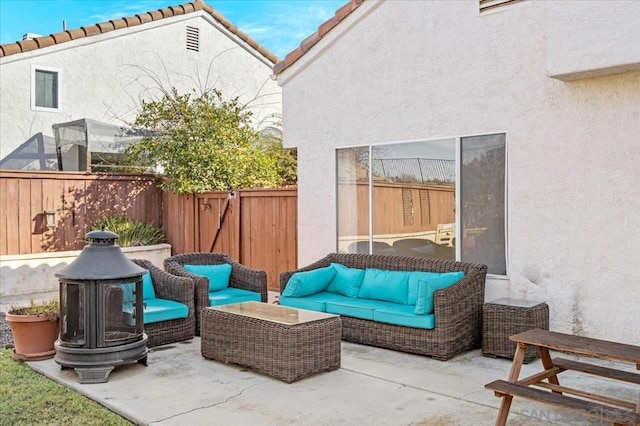 view of patio featuring an outdoor living space