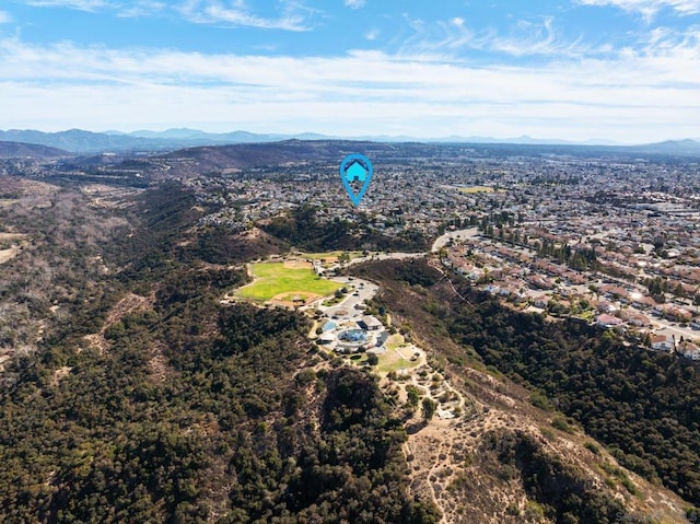 aerial view with a mountain view