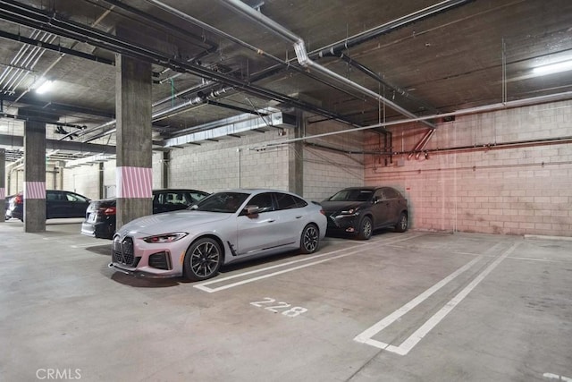 garage with a garage door opener