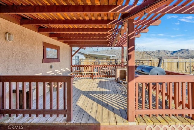 deck featuring a mountain view