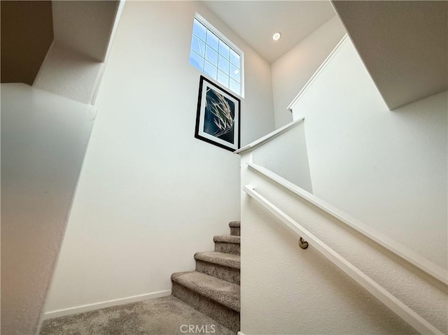 stairs with carpet flooring