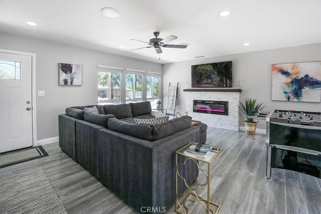 39120 Paradise Way, Cathedral City, CA 92234 - living room featuring wood-type flooring and ceiling fan
