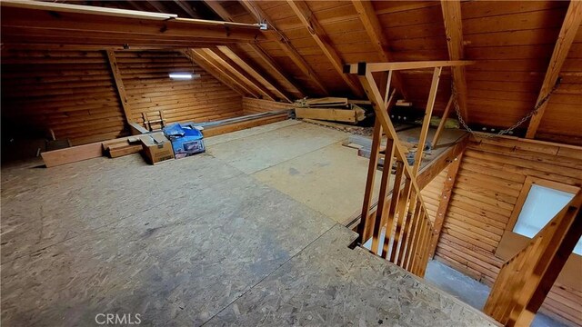 view of unfinished attic