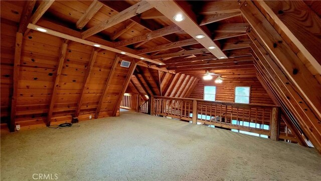 view of unfinished attic