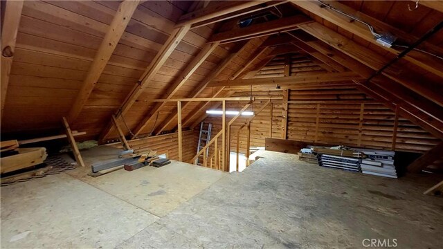 view of unfinished attic