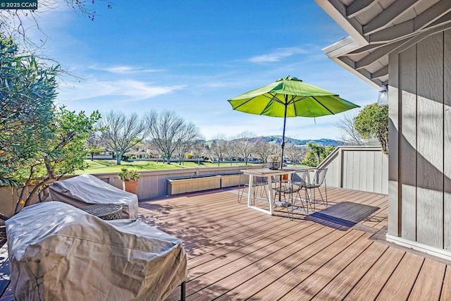 deck with a mountain view