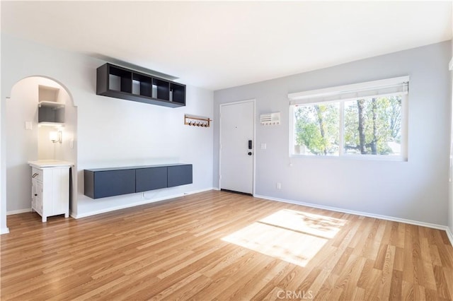 interior space with light hardwood / wood-style floors