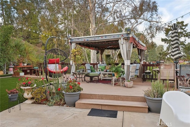 wooden deck with a gazebo