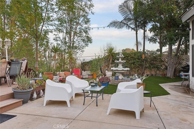 view of patio / terrace featuring an outdoor living space