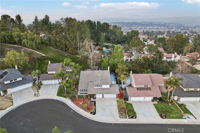 birds eye view of property with a residential view