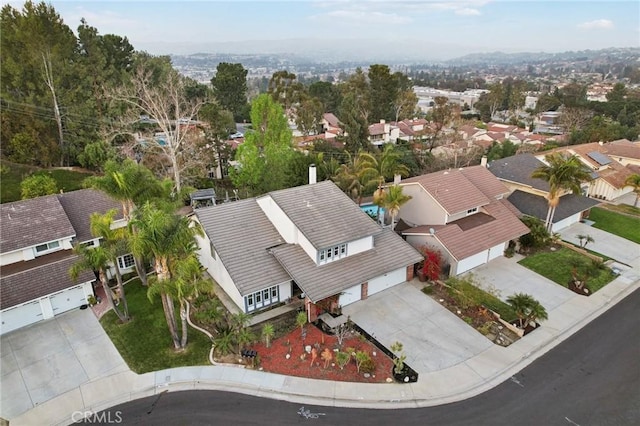 aerial view with a residential view