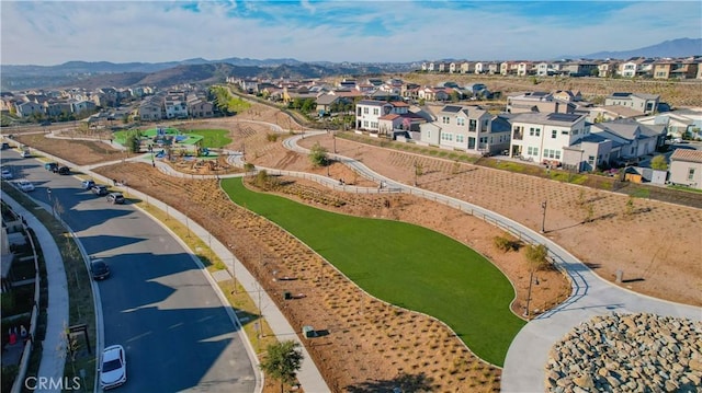 bird's eye view with a mountain view