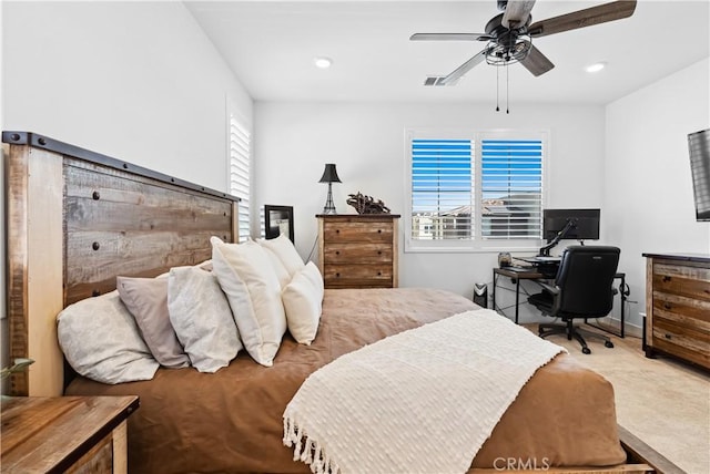 92 Juniper Dr, Rancho Mission Viejo, CA 92694 - bedroom featuring visible vents, multiple windows, carpet, and a ceiling fan