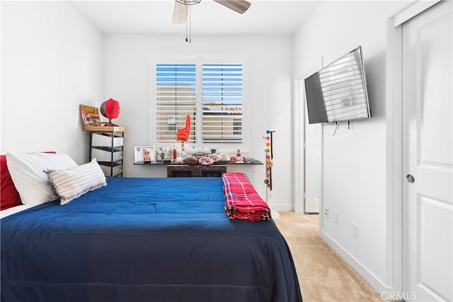92 Juniper Dr, Rancho Mission Viejo, CA 92694 - bedroom with light colored carpet, baseboards, and a ceiling fan