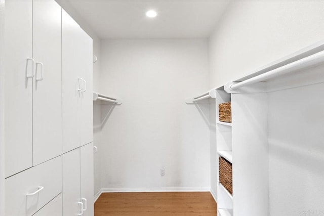 spacious closet with light wood-type flooring