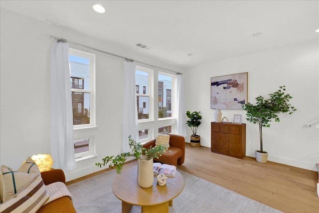 interior space with light hardwood / wood-style flooring